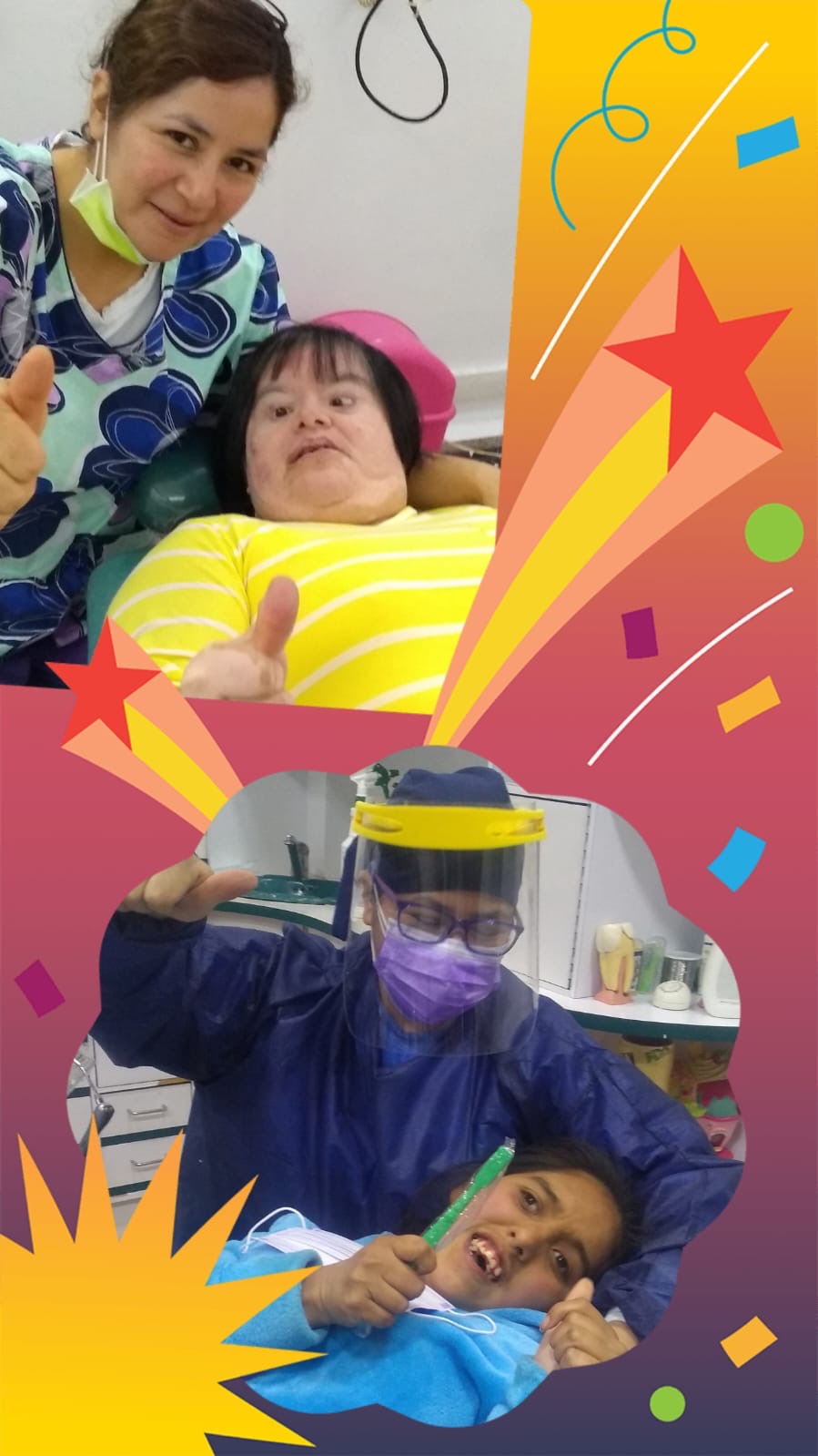 Paciente infantil acompañado por especialista dental